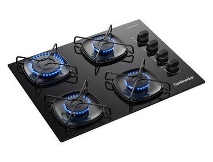 Imagem de Cooktop 4 Bocas a Gás GLP Continental Mesa de Vidro Preto Acendimento Automático KC4GR