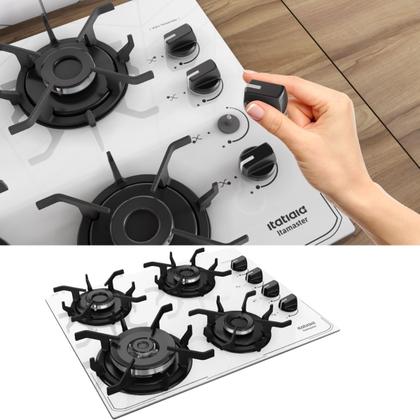 Imagem de Cooktop 4 Bocas Branco à Gás Itatiaia Itamaster Tripla Chama Fogão 127V/220V Bivolt
