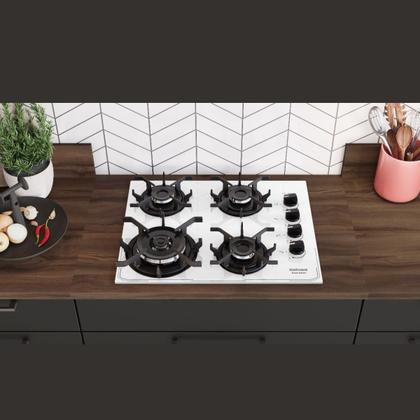 Imagem de Cooktop 4 Bocas Branco à Gás Itatiaia Itamaster Tripla Chama Fogão 127V/220V Bivolt