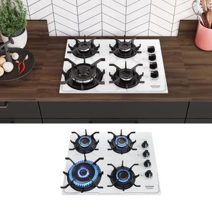 Imagem de Cooktop 4 Bocas Branco à Gás Itatiaia Itamaster Tripla Chama Fogão 127V/220V Bivolt