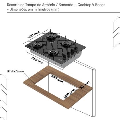 Imagem de Cooktop 4 Bocas Branco à Gás Itatiaia Itamaster Tripla Chama Fogão 127V/220V Bivolt
