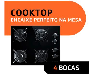 Imagem de Cooktop 4 Bocas Brastemp Preto a Gás GLP