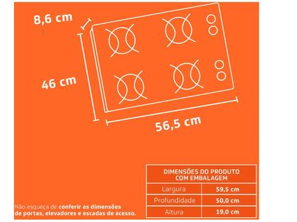 Imagem de Cooktop 4 Bocas Brastemp Preto a Gás GLP
