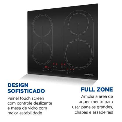 Imagem de Cooktop 4 Bocas de Indução Mondial 7000W com Função Turbo Preto 220V - CTI-03