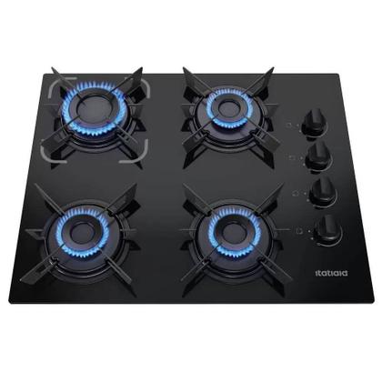 Cooktop 4 Bocas Itatiaia Electra Vidro Temperado Gás 4Q Preto Bivolt - 3700000351 Imagem de Cooktop 4 Bocas Itatiaia Electra Vidro Temperado Gás 4Q Preto Bivolt - 3700000351