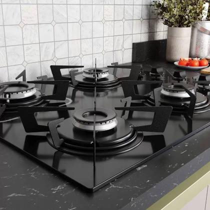 Cooktop 4 Bocas Itatiaia Electra Vidro Temperado Gás 4Q Preto Bivolt - 3700000351 Imagem de Cooktop 4 Bocas Itatiaia Electra Vidro Temperado Gás 4Q Preto Bivolt - 3700000351