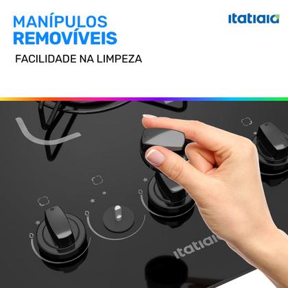 Imagem de Cooktop 4 Bocas Itatiaia Essencial com Mesa de Vidro Temperado e Acendimento Automático Preto Bivolt