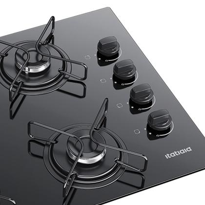 Imagem de Cooktop 4 Bocas Itatiaia Essencial com Mesa de Vidro Temperado e Acendimento Automático Preto Bivolt