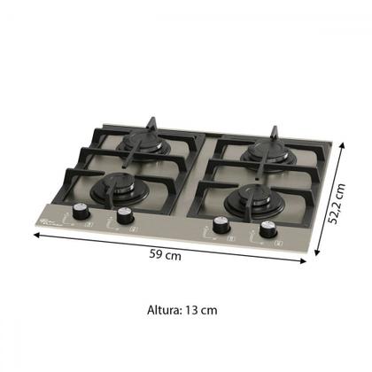 Imagem de Cooktop 4 Bocas Platinium Gás Prime com Aço Inox - Fischer