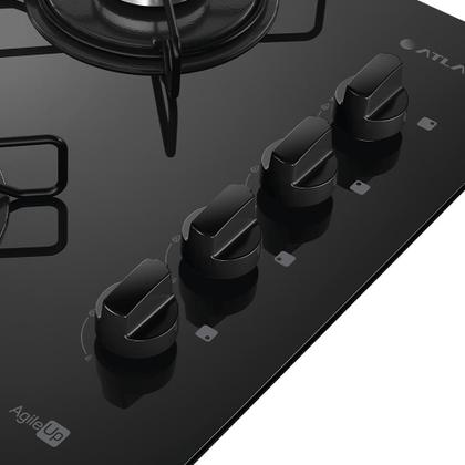 Imagem de Cooktop 4 Bocas Preto Mesa de Vidro Atlas Agile Up Mega Chama Bivolt