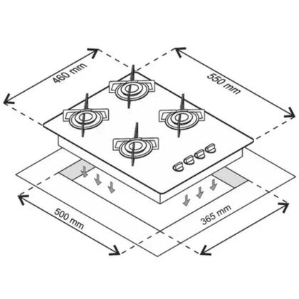 Imagem de Cooktop 4 Bocas Ultra Chama Vermelho Chamalux Bivolt - Mesa de Vidro Temperado, Acendimento Automático e Queimador Ultra