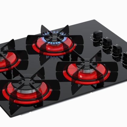 Imagem de Cooktop 4 Bocas Venax Arena Preto/Vermelho Gas Glp