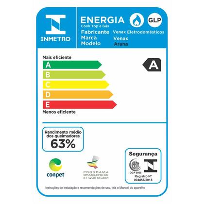 Imagem de Cooktop 4 Bocas Venax Arena Preto/Vermelho Gas Glp