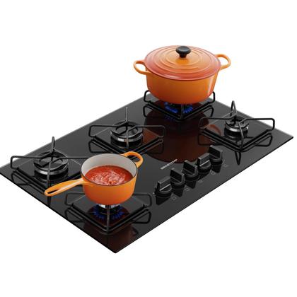 Imagem de Cooktop 5 Bocas a Gás Brastemp com Grades de ferro Aramado e Chama Simmer - BDD75BE