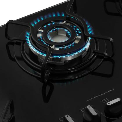 Imagem de Cooktop 5 Bocas a Gás Consul CDD75AEUNA com Mesa de Vidro e Queimador Quadrichama Preto Bivolt