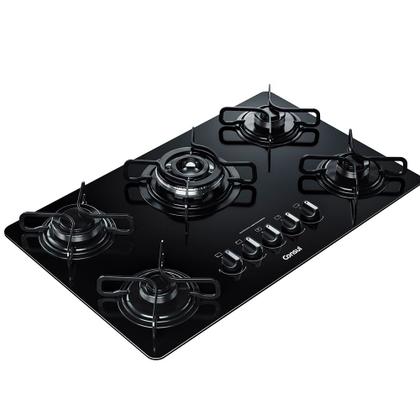 Imagem de Cooktop 5 Bocas a Gás Consul CDD75AEUNA com Mesa de Vidro e Queimador Quadrichama Preto Bivolt