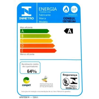 Imagem de Cooktop 5 Bocas a Gás Consul com Grades Estáveis e Mesa de Vidro - CD075BE
