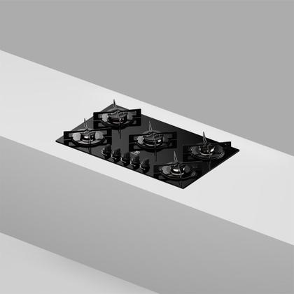 Imagem de Cooktop 5 Bocas a Gás Electrolux Mesa de Vidro Efficient Grade de Aço Fosco (KE5GR)
