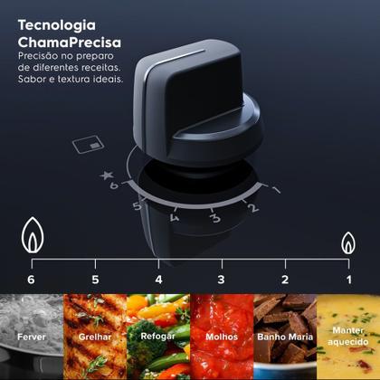Imagem de Cooktop 5 Bocas a Gás Electrolux Mesa Vidro Experience ChamaPrecisa e Multi Chama (KE5GC)