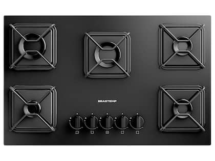 Cooktop 5 Bocas a Gás GLP Brastemp Mesa de Vidro Chama Simmer Preto Acendimento Automático BDD75BE