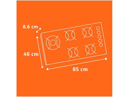 Imagem de Cooktop 5 Bocas a Gás GLP Brastemp Vidro Temperado