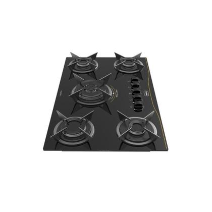 Imagem de Cooktop 5 Bocas A Gás Tripla Chama Realce Bivolt CR226 Preto Bivolt