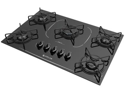 Imagem de Cooktop 5 bocas Atlas Agile Up Glass Mega Chama Acendimento Superautomático Preto Bivolt