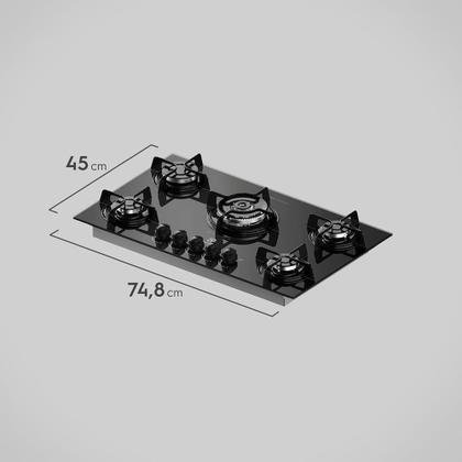 Cooktop 5 Bocas Electrolux a Gás com Tripla Chama (KE5TP) Imagem de Cooktop 5 Bocas Electrolux a Gás com Tripla Chama (KE5TP)