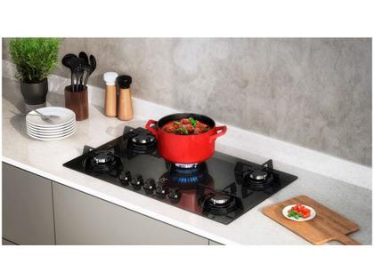 Cooktop 5 Bocas Electrolux a Gás GLP Preto - KE5GP Imagem de Cooktop 5 Bocas Electrolux a Gás GLP Preto