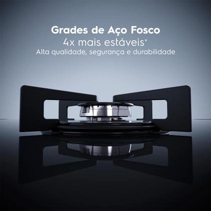 Imagem de Cooktop 5 Bocas Electrolux KE5GR Efficient a Gás Mesa de Vidro Preto Bivolt