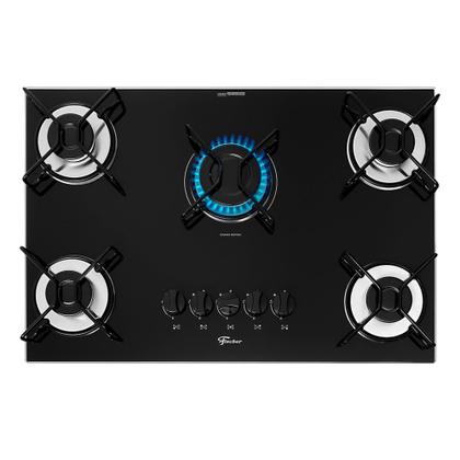 Imagem de Cooktop 5 Bocas Fischer 5Q Fit Line Gás Esmaltada Aramado Preto Bivolt