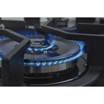 Imagem de Cooktop 5 Bocas Fischer Infinity Trempe De Ferro Tripla Chama à Gás Mesa De Vidro Preto Bivolt