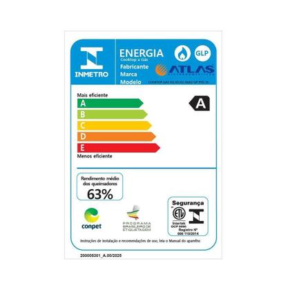 Imagem de Cooktop 5 Bocas Mesa De Vidro Atlas Agile Up Bivolt