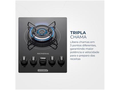 Imagem de Cooktop 5 Bocas Mondial a Gás GLP Preto