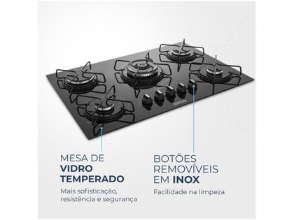Imagem de Cooktop 5 Bocas Mondial a Gás GLP Preto