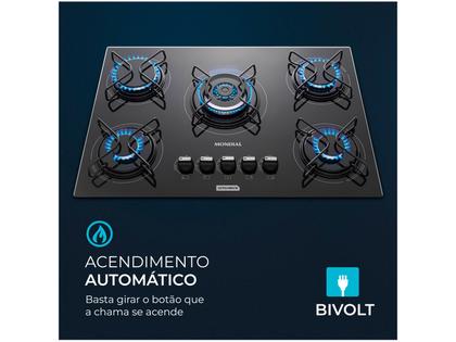 Cooktop 5 Bocas Mondial a Gás GLP Preto - Tripla-chama CTG-03 Imagem de Cooktop 5 Bocas Mondial a Gás GLP Preto