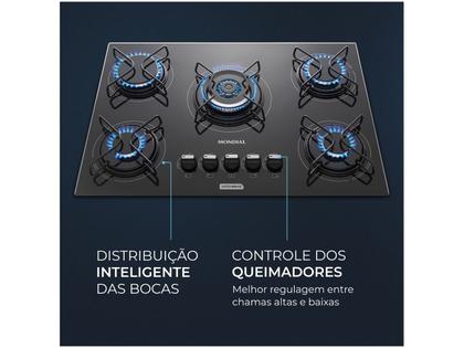 Imagem de Cooktop 5 Bocas Mondial a Gás GLP Preto