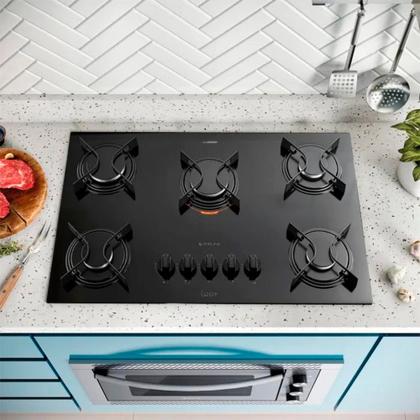 Imagem de Cooktop 5 Bocas Preto com Mesa de Vidro Atlas U Top