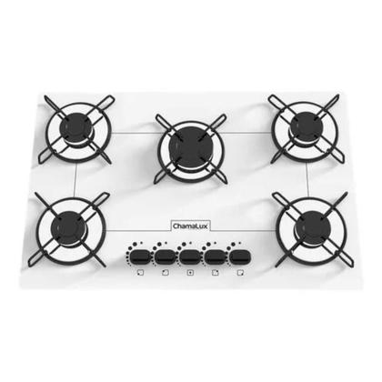 Imagem de Cooktop 5 Bocas Ultra Chama Branco Chapa