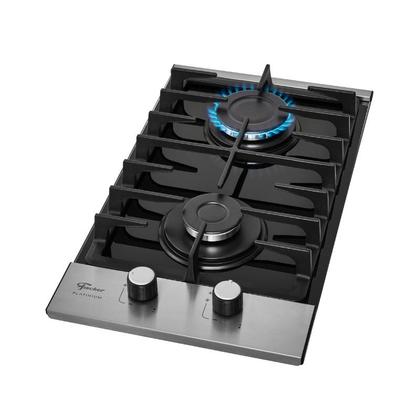 Imagem de Cooktop a Gás 2 Bocas Platinium com Trempe de ferro fundido Mesa Vidro Bivolt Fischer