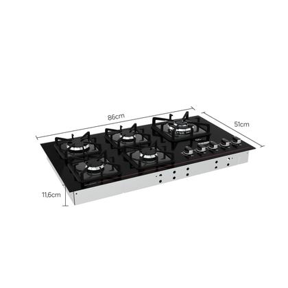 Cooktop a Gás 5 Bocas Preto com Mesa de Vidro e Tripla Chama Dako Diplomata Bivolt Imagem de Cooktop a Gás 5 Bocas Preto com Mesa de Vidro e Tripla Chama Dako Diplomata Bivolt
