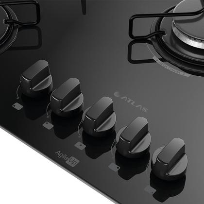Imagem de Cooktop a Gás Atlas 5 Bocas Agile Up Preto - Bivolt