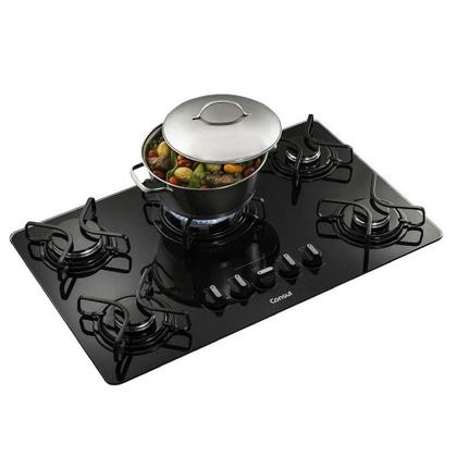 Imagem de Cooktop à Gás Consul 5 Bocas CDD75 Quadrichama Bivolt Preto CDD75AEUNA