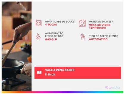 Imagem de Cooktop à Gás Electrolux 5 Bocas KE5XC Multi Chama Mesa Inox Bivolt