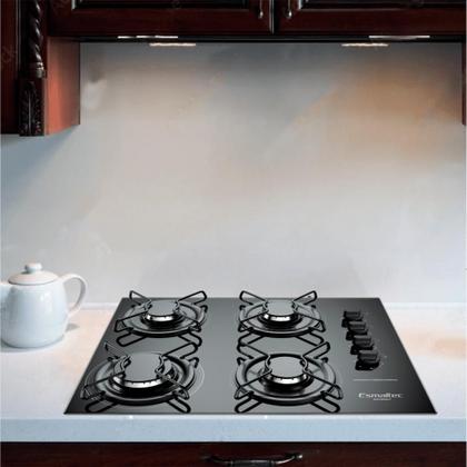 Imagem de Cooktop à Gás Esmaltec Gourmet 4Q Mesa de Vidro Preto - Bivolt 