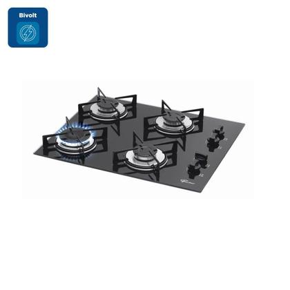 Imagem de Cooktop a Gás Fischer 4 Bocas com Mesa de Vidro Preto  Bivolt