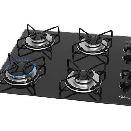Imagem de Cooktop a Gás Fischer 4 Bocas Fit Line Trempe Esmaltada Aramado