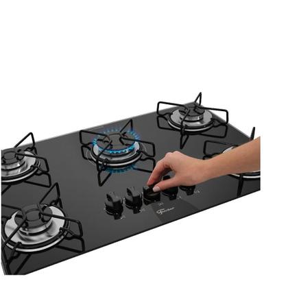 Imagem de Cooktop a Gás Fischer 5 Bocas Fit Line Preto  Bivolt
