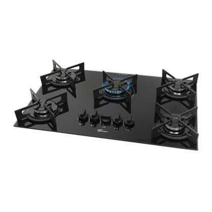 Imagem de Cooktop a Gás Fischer 5 Bocas Fit Line Preto Trempe Iron Bivolt