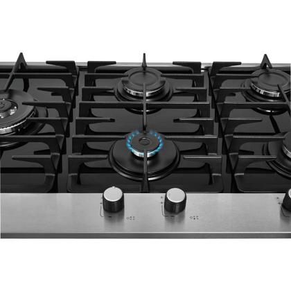Imagem de Cooktop a Gás Fischer 5 Bocas Tripla Chama Platinium com Trempe de ferro fundido Mesa Vidro 33810-92122 Bivolt